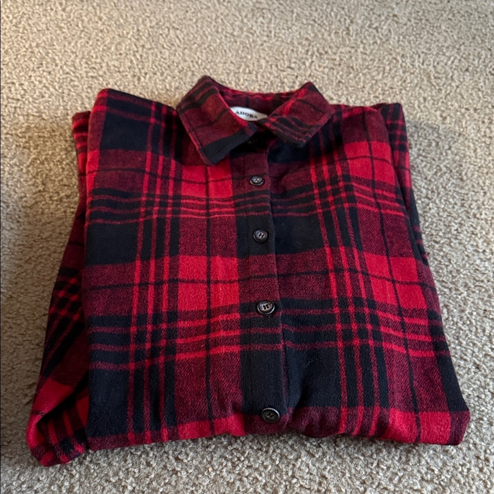 ADORA Red and Black Plaid Button Down Shirt